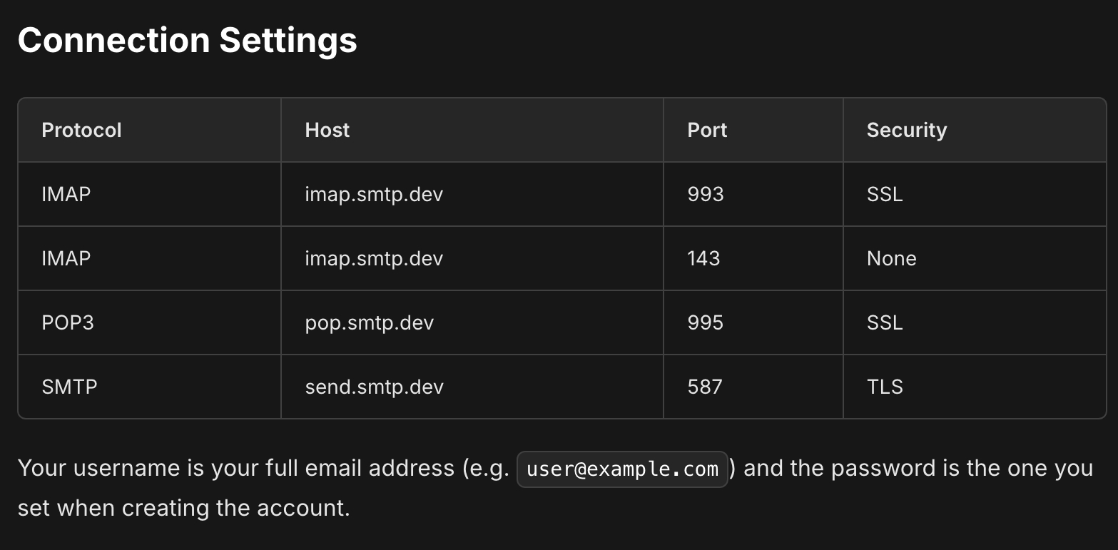 SMTP, IMAP and POP3 protocol support
